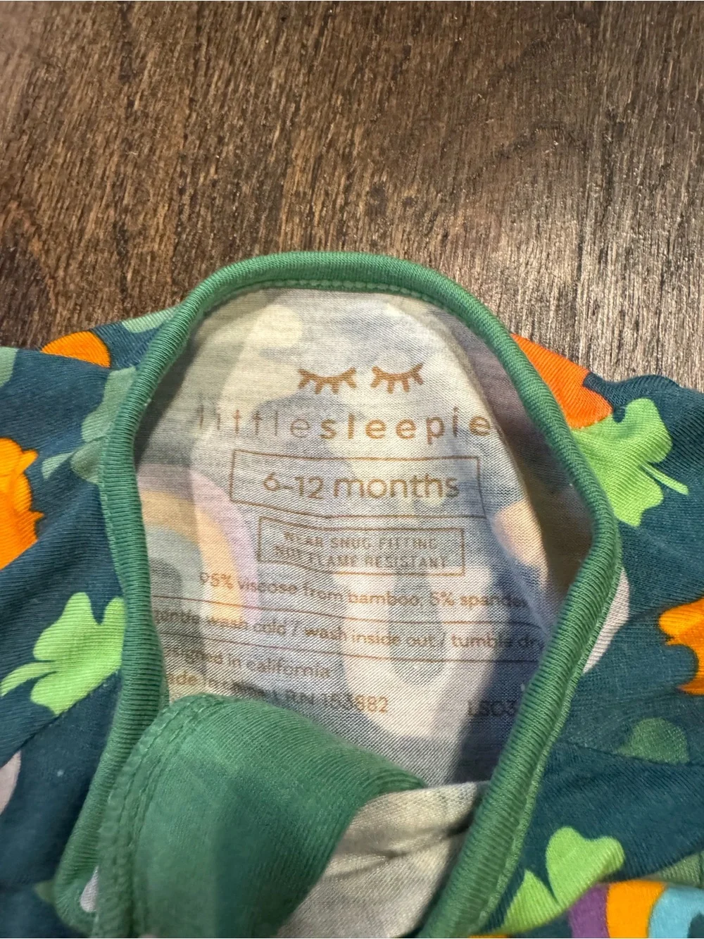 Little sleepies bamboo lucky pajamas size 6-12 months